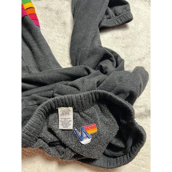 AVIATOR NATION Rainbow Stitch Sweatpants Black Grey Two Tone One Leg M Médium - Picture 8 of 8